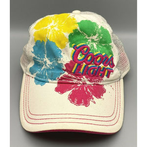 Coors Light Beer Hawaiian Flowers Snapback Mesh Trucker Women's Hat Cap 2009